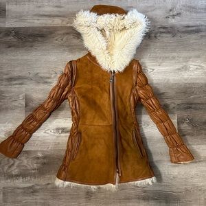 Leather Sheep Italian jacket/transformer 36 XS 0 EUC